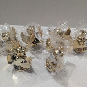Vintage set of six jingle bell angel ornaments